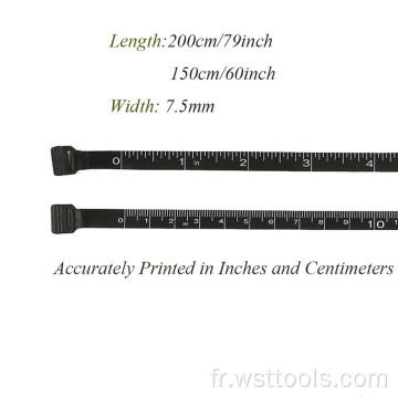 Ruban à mesurer portable noir à double échelle (60 pouces / 79 pouces)
